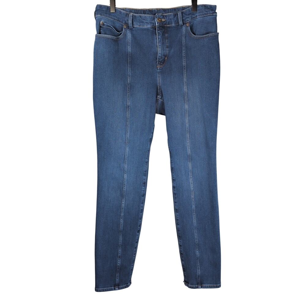 Duluth Trading Company Women Front Seam Jean-Netics High Rise Slim Leg Jeans 14